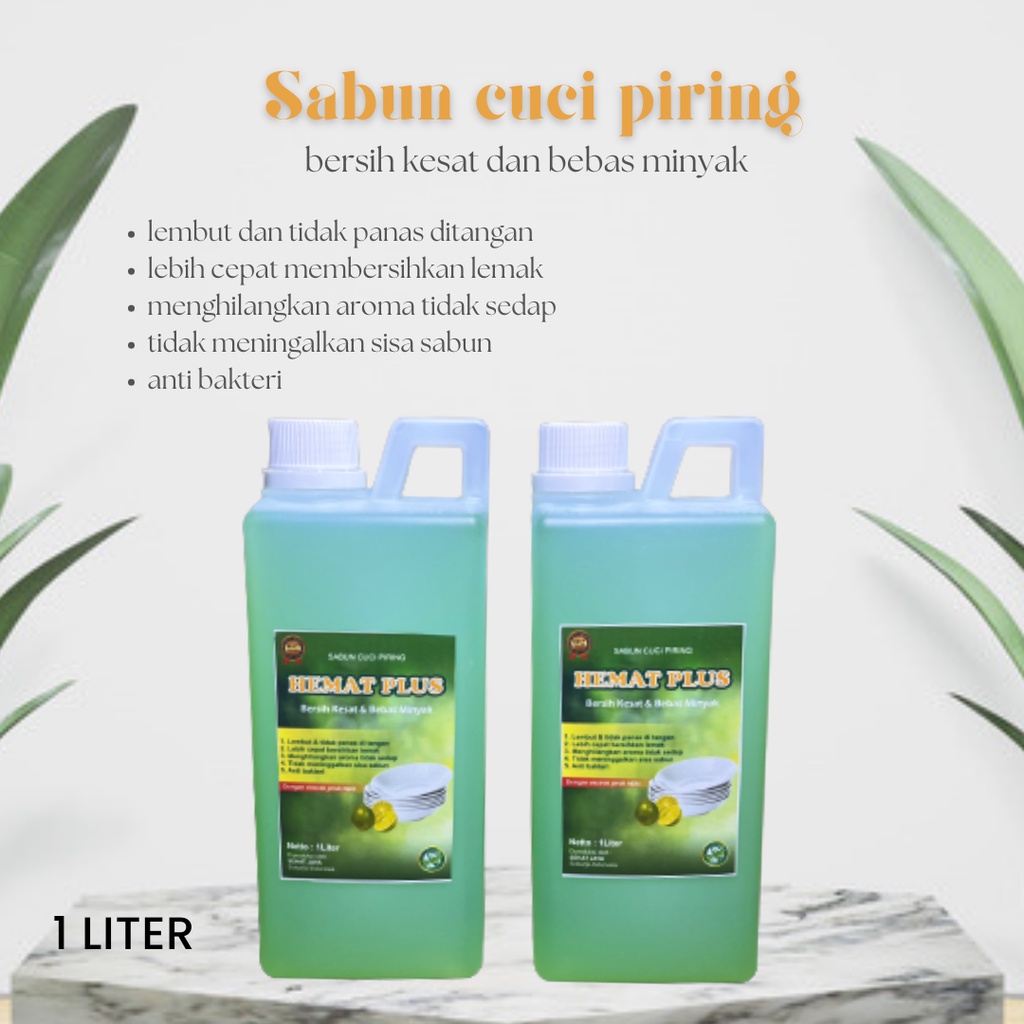 Sabun Cuci Piring 1 Liter Hemat Plus Dishwashing Anti Lemak Aroma Menyegarkan Busa Melimpah Bersih Kesat Harga Murah Meriah Berkualitas