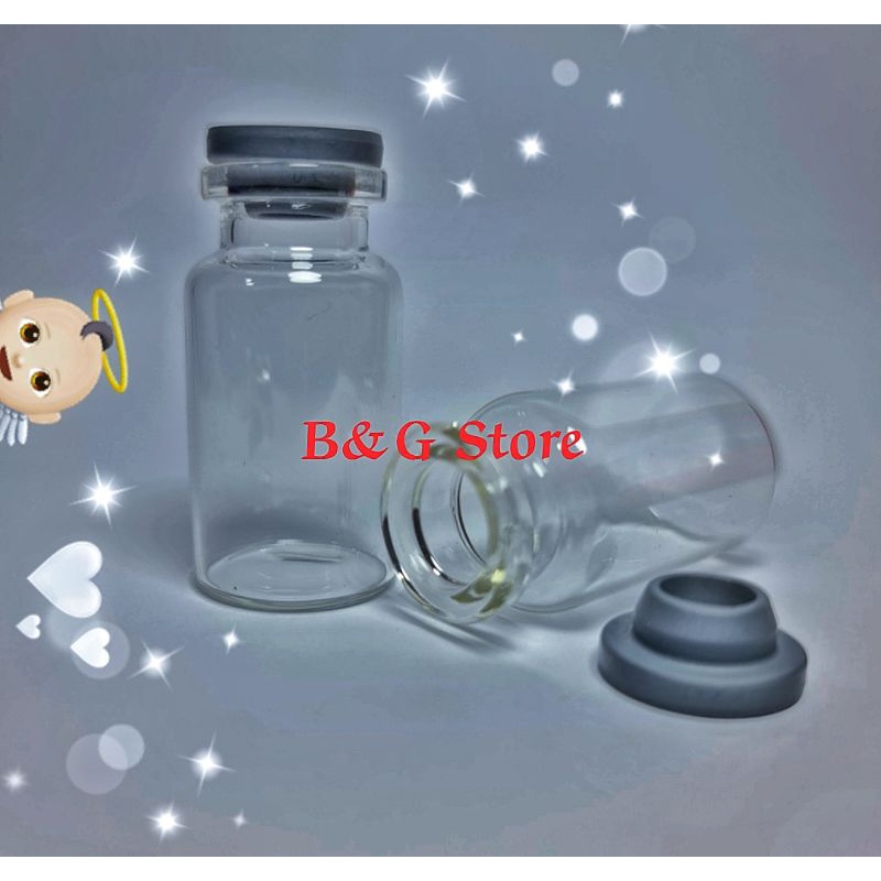 BOTOL VIAL 10ML KACA TUTUP KARET RUBER PINISILIN  STOPPER IMPOR TERMURAH PAEFUM FARMASI TESTER VAKSI