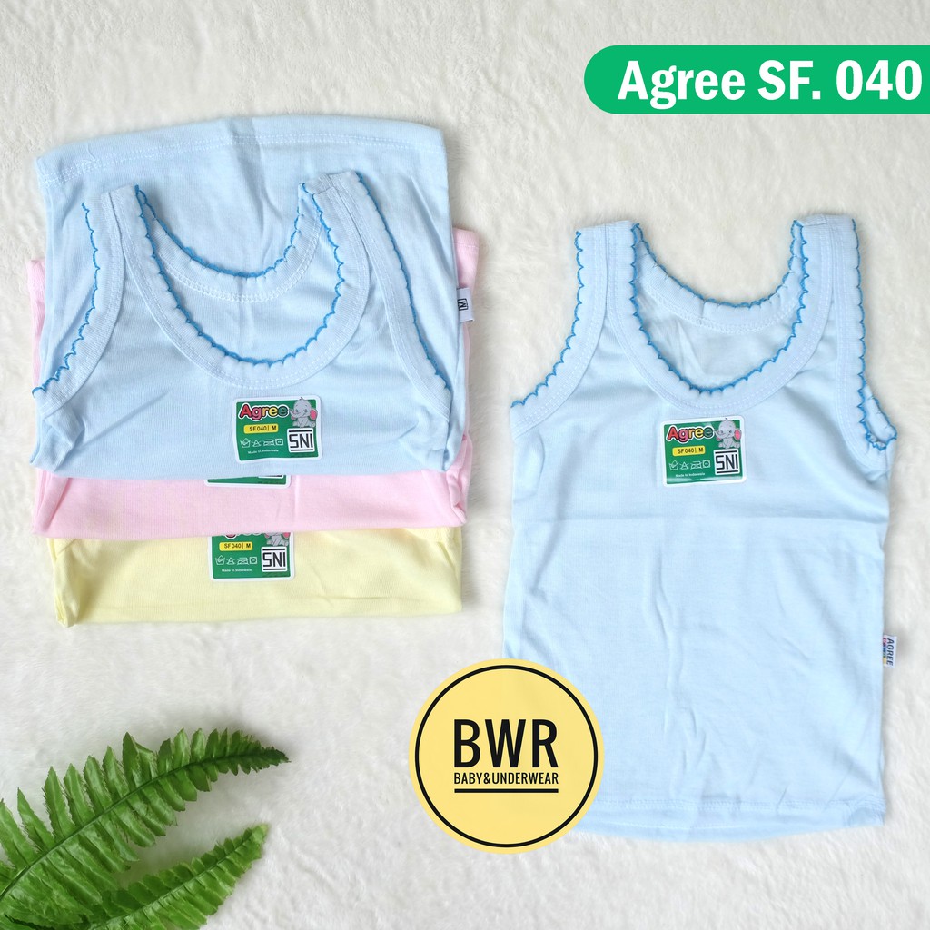 [ 6pc ] Singlet Agree Warna SF040 [ II E7 - I7 ] Pakaian Kaos Dalam Anak Sg Sf 040 - Bwr