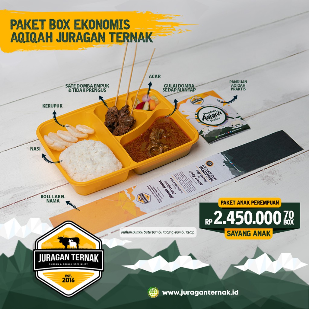 

PAKET SAYANG ANAK AQIQAH EKONOMIS (ANAK PEREMPUAN)