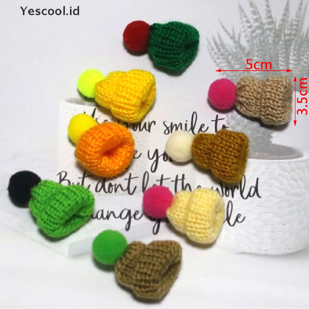 【Yescool】 10Pcs 3.5CM Mixed Woolen Yarn Mini Hat Cap Headwear Garment Doll Craft Materials .