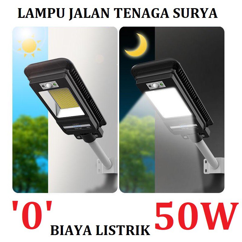 [WS] LAMPU JALAN TENAGA MATAHARI / SOLAR CELL 50WATT ALL IN ONE - 50WATT+PIPA TENAGA SURYA