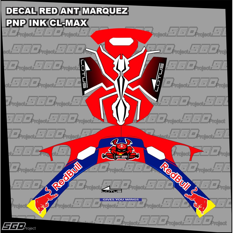 Stiker Decal Helm Motif Red Ant PNP INK CLMAX