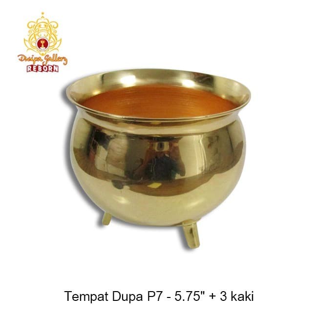 Hiolo (Tempat dupa/ Bokor) Kuningan P7 - 5.75&quot; + 3 Kaki