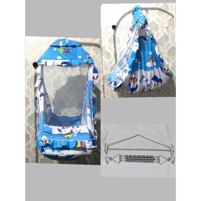Ayunan 1KG Ayunan Kelambu Set Motif Lengkap Kasur Per Pegas Dan Besi Gantungan Segitiga-7