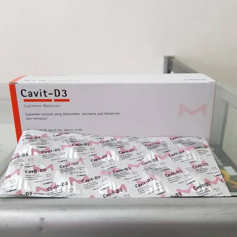Cavid D3 Vitamin D dan kalsium Suplemen Makan satu strep isi 10 tablet