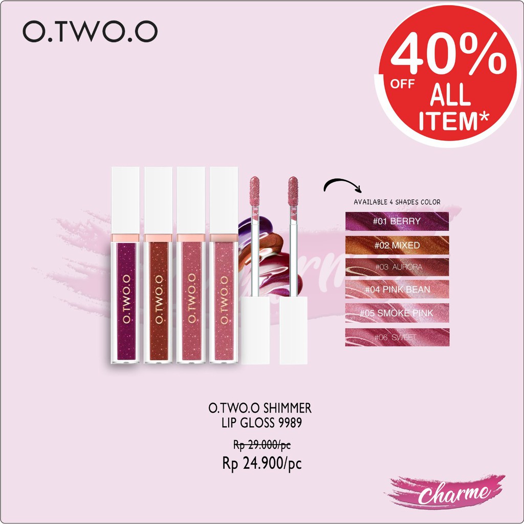 (READY &amp; ORI!) O.TWO.O Otwoo 4 Colors 4 Warna Shimmer Lip Gloss 9989 Llipstick