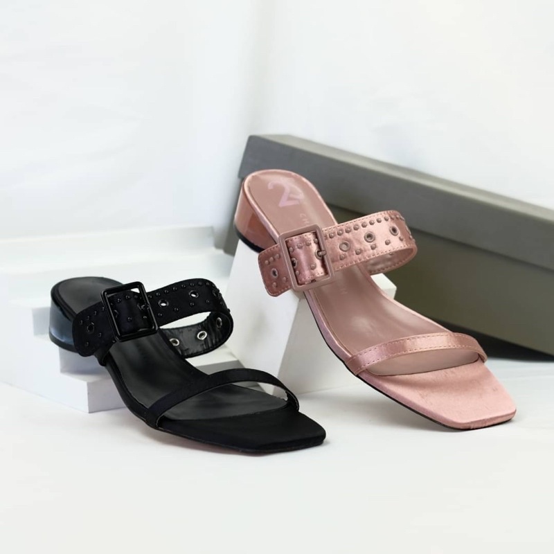 Sepatu Sendal Hak Wanita CK Belt Strap Heels Sandals Premium Import Hitam Black Dusty Pink Nude, Cas