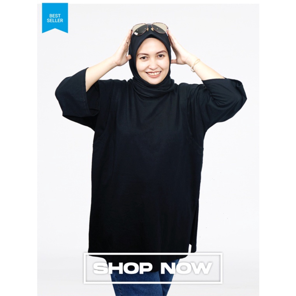 Atasan Wanita 7/8 Kaos Polos Lengan Panjang Outfit Kekinian Terbaru Oversize Jumbo Busui Friendly Oversized Premium