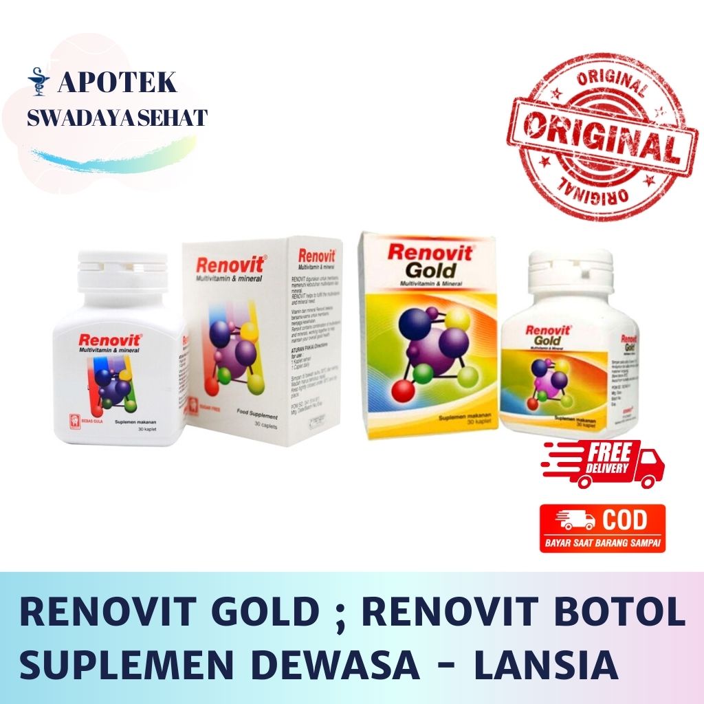 RENOVIT GOLD Dan RENOVIT BOTOL Isi 30 Tablet - Multivitamin Dewasa Dan Lansia Suplemen