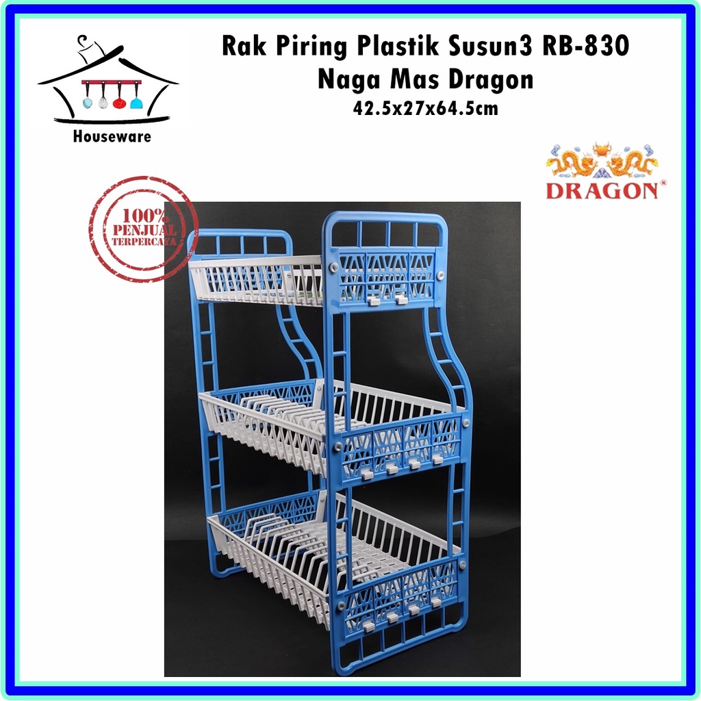 RML986E Rak Piring Plastik Susun 3 Naga Mas Dragon