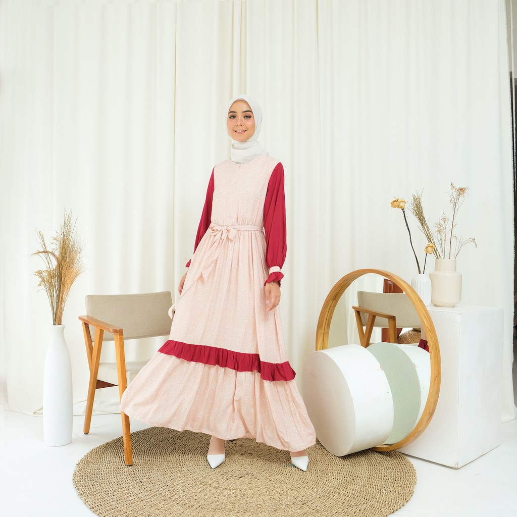 NINA PINK L Gamis Baneska