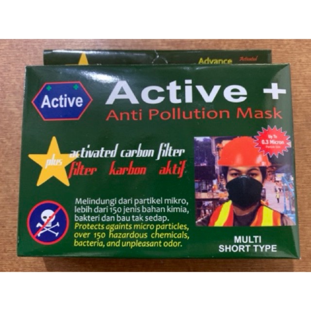 Masker anti debu / polusi pendek + filter karbon aktif