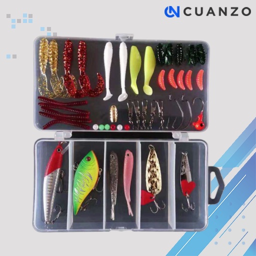 Umpan Pancing Ikan Set Fishing Bait Kit 45PCS / Umpan gabus Rapala Tb Putih Casting Gabus 1 Set Box Lengkap / Umpan Ikan Lele Galatama Siap Pakai Paling Gacor / Set Umpan Pancing Casting Jig Minnow Dengan Kail / Umpan Spiner Bait casting Murah Original