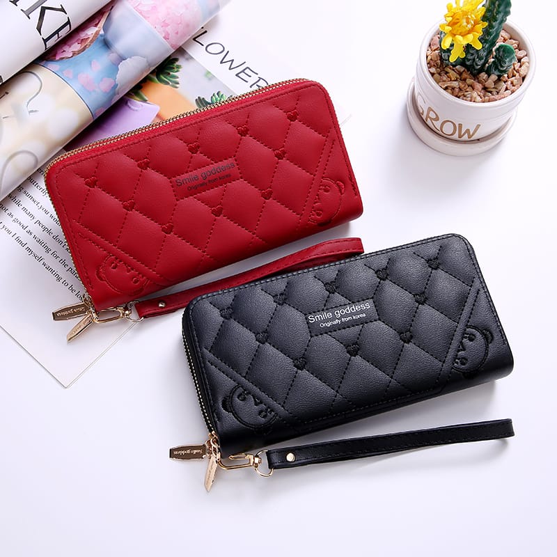 ASIN829 Dompet Wanita Long Zipper Fashion Coin Wallet D307 Fashion Wallet Multifungsi Folding Wallet/Bahan Butik Impor/Dua Ritsleting