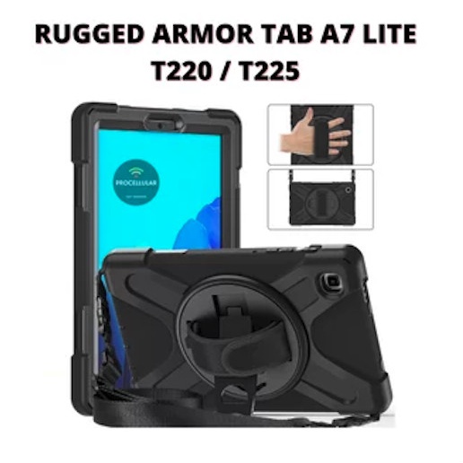 Samsung Tab A7 LITE 8.7 T220 Defender Military Hybrid Armor Case Strap