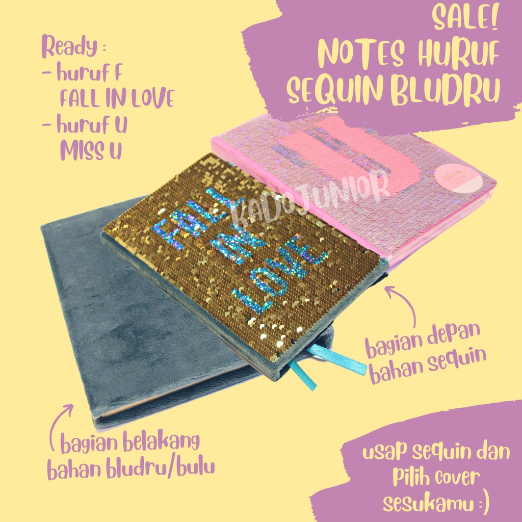 

SALE KJ!! JURNAL NOTEBOOK CATATAN BUKU DIARY JOURNAL NOTE BOOK SEQUIN LETTER MOTIF HURUF 2082