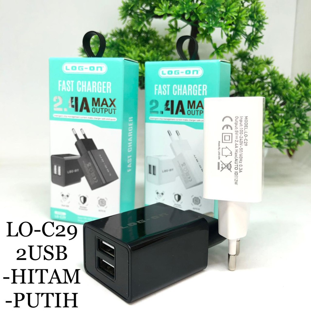 1PCS~BATOK LOG ON BOLD LO-C01 1A 1USB/ADAPTOR CHARGER LOG-ON 2.4A LO-C27 1USB/LO-C29 2.4A 2USB