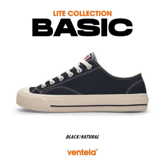 SEPATU VANTELA BASIC HITAM PUTIH || VENTELA BASIC LOW  BLACK NATURAL ,ALLBLACK
