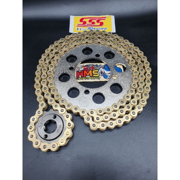 Gir gear Set SSS 415 Tipis Rx King,Jupiter Z,Vega, Vega R New,Jupiter MX, Jupiter MX New Rantai Gold-1