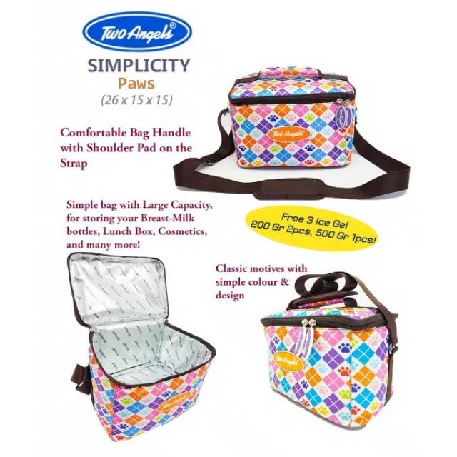 Cooler Bag Asi Simplicity Free 3 ice Gel / free 5 ice gel /  Two Angels Cooler bag / TAS BAYI TAS PENYIMPANAN ASI / DIAPERS BAG BABY