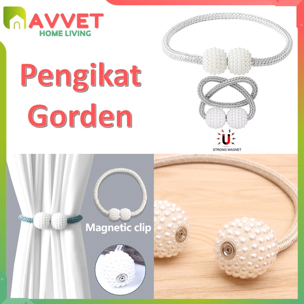 AVVET  Tali Pengikat Gorden Magnet Mutiara 1 PC Pengait Hordeng Magentic Curtain Ball Dekorasi Jendela Rumah Murah Import