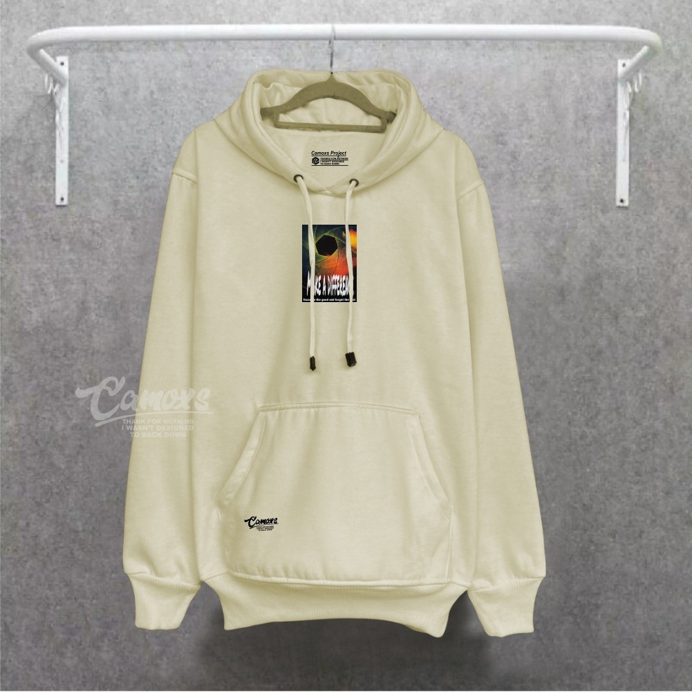 Camoxs Hoodie Sweater Oversize Pria Wanita Distro Original Brand Kota Bandung Terbaru Dan Terlaris Warna Cream Sablon List Make A Difference Premium Aesthetic Unisex