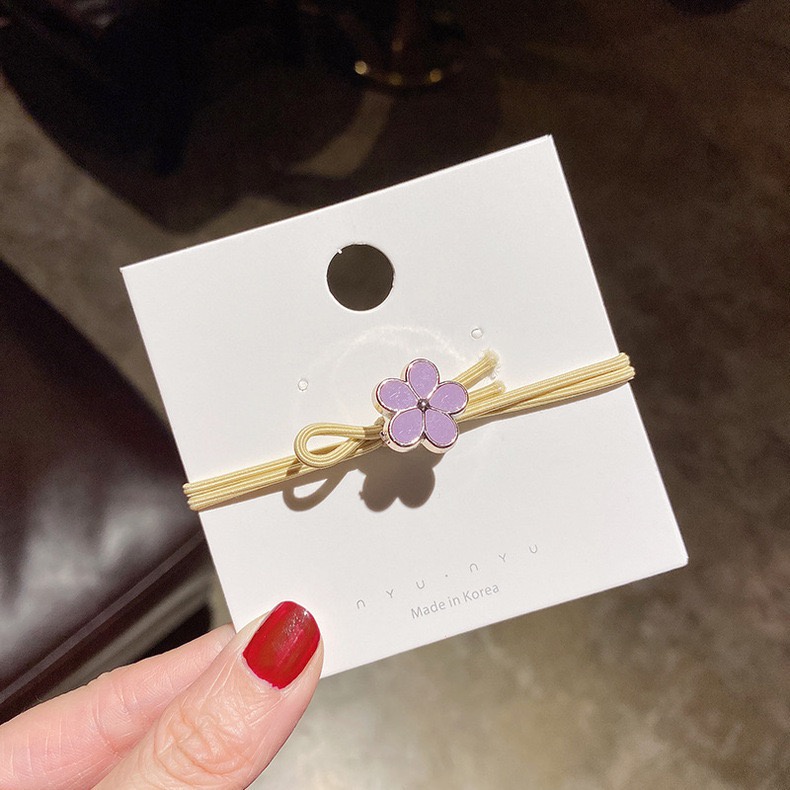 Ikat Rambut Wanita Karet Motif Bunga - Tali Rambut Aksesoris Rambut Wanita Simple Motif Bunga-AR-140 #1 Kuning