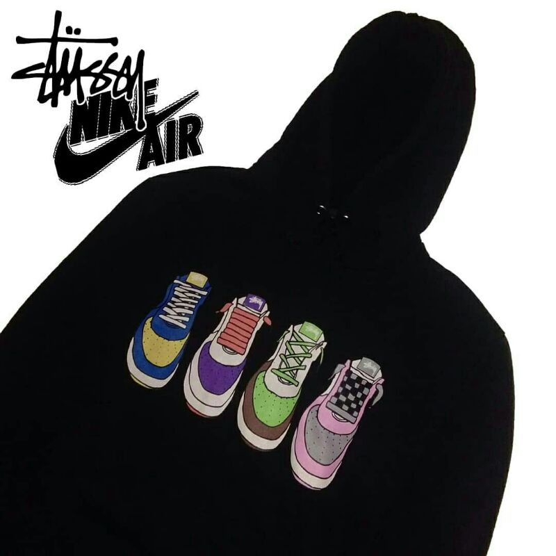 Jaket Hoodie Rare Vintage Stussy X Nike air force 1 Second Bekas Preloved
