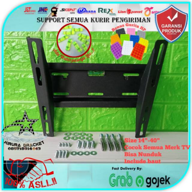 Bracket TV Super TEBAL 14&quot; sampai 43&quot; waterpass cocok semua Merk TV breket TV braket TV PBI.PN-002w