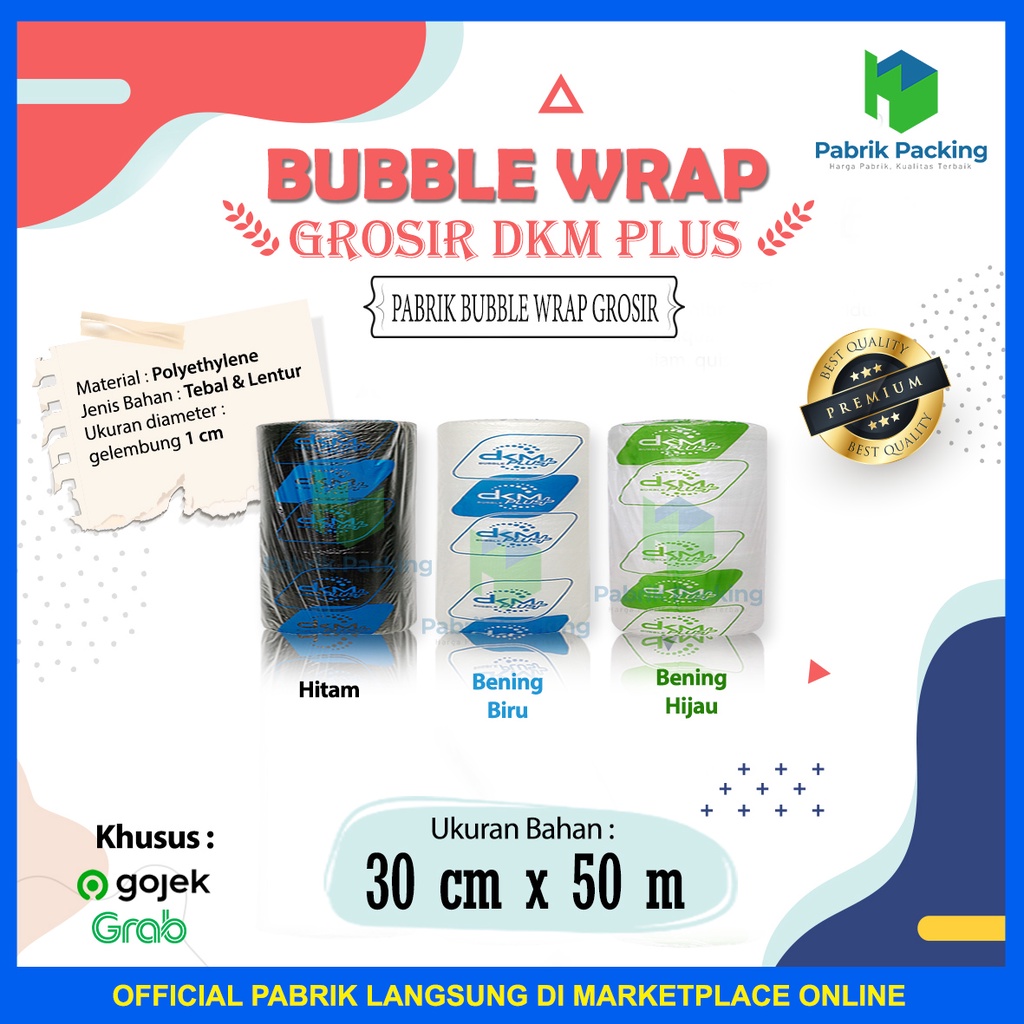 

RB PLASTIK BUBBLE WRAP 30 CM x 50 M PREMIUM DELKOMAS TERMURAH