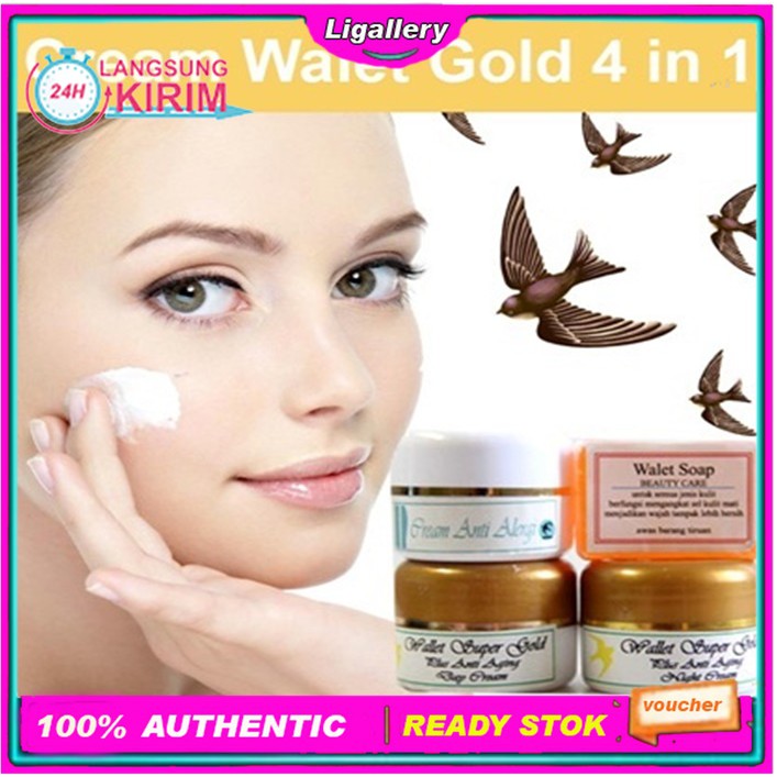 [BISA COD] 100% Asli Paket Cream Walet Super Gold 4 in 1 Krim Pemutih Wajah Perawatan Wajah