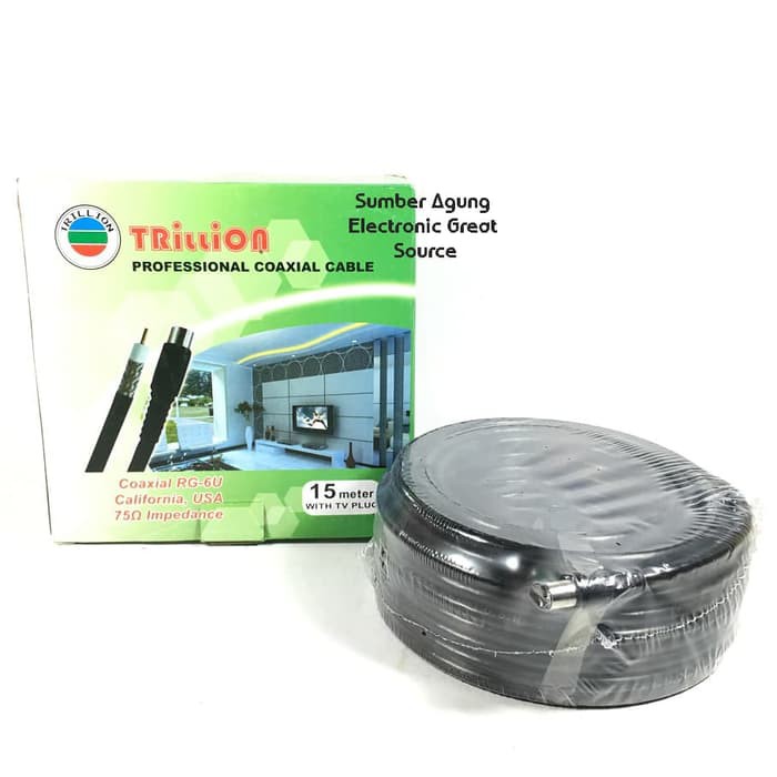 Kabel Antena 15 Meter Trillion Coaxial RG6U 75ohm Kabel Anten 15M