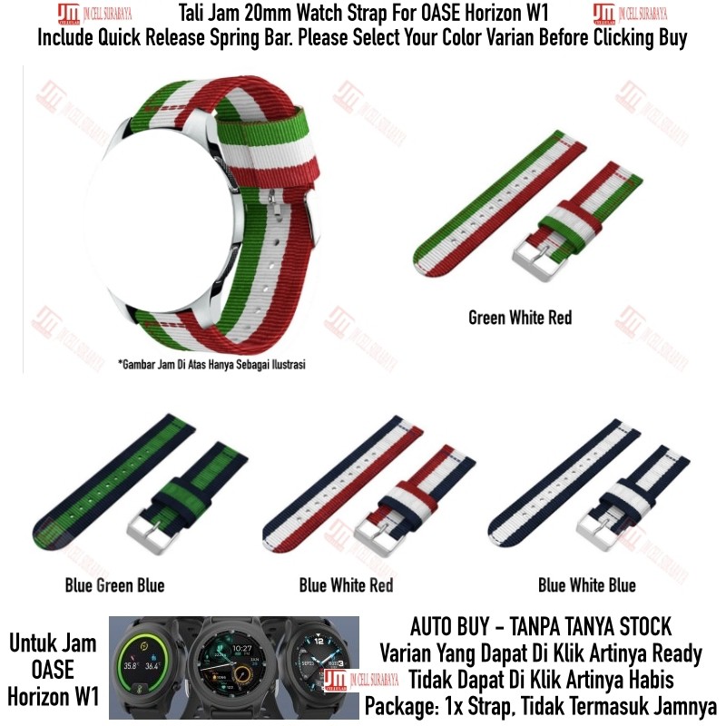 Tali Jam 20mm Watch Strap Oase Horizon W1 - Nylon 3 Baris Quick Release