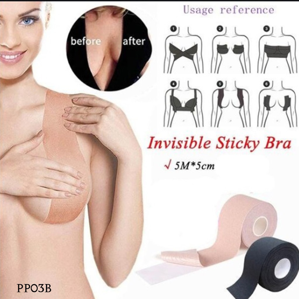 [STOK TERBATAS] BRA TAPE NIPPLE COVER BODY TAPE PENGGANTI BRA HITAM NUDE PP03