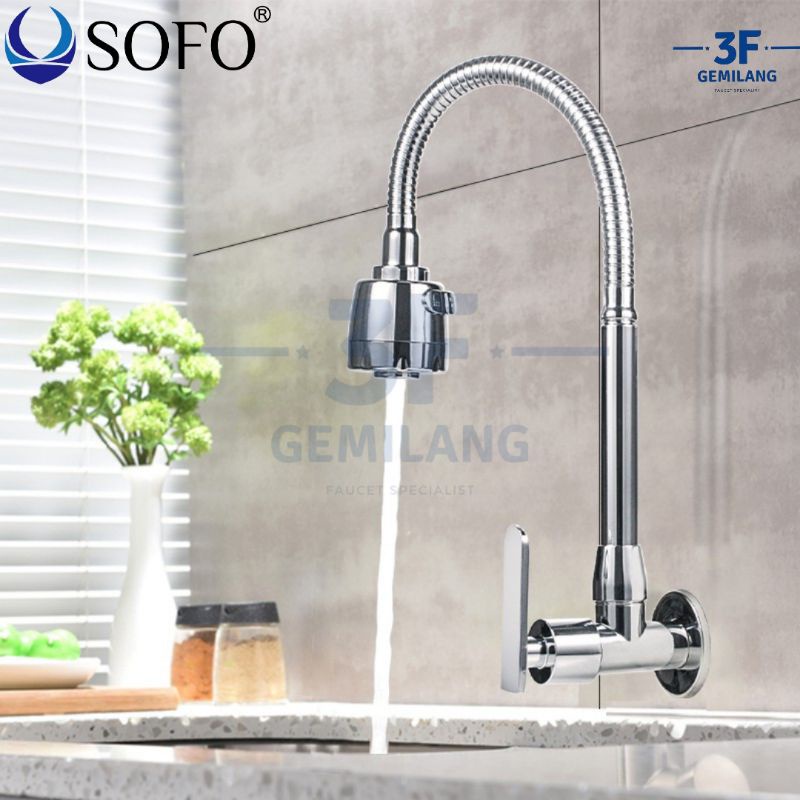 Sofo - Kran Air ANGSA WALL Dapur Warna CHROME FLEXIBLE 1/2 INCH