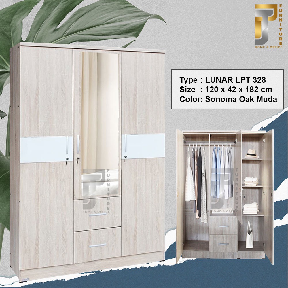 jual lemari pakaian 3 pintu lpt 328 / lemari baju / lemari 3 pintu