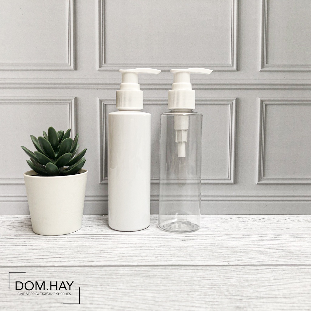 Botol Plastik Pump Putih 150ml RF Dish Soap Sabun Body Hand Wash Shampoo Gel Oil Minyak Kemasan Plas