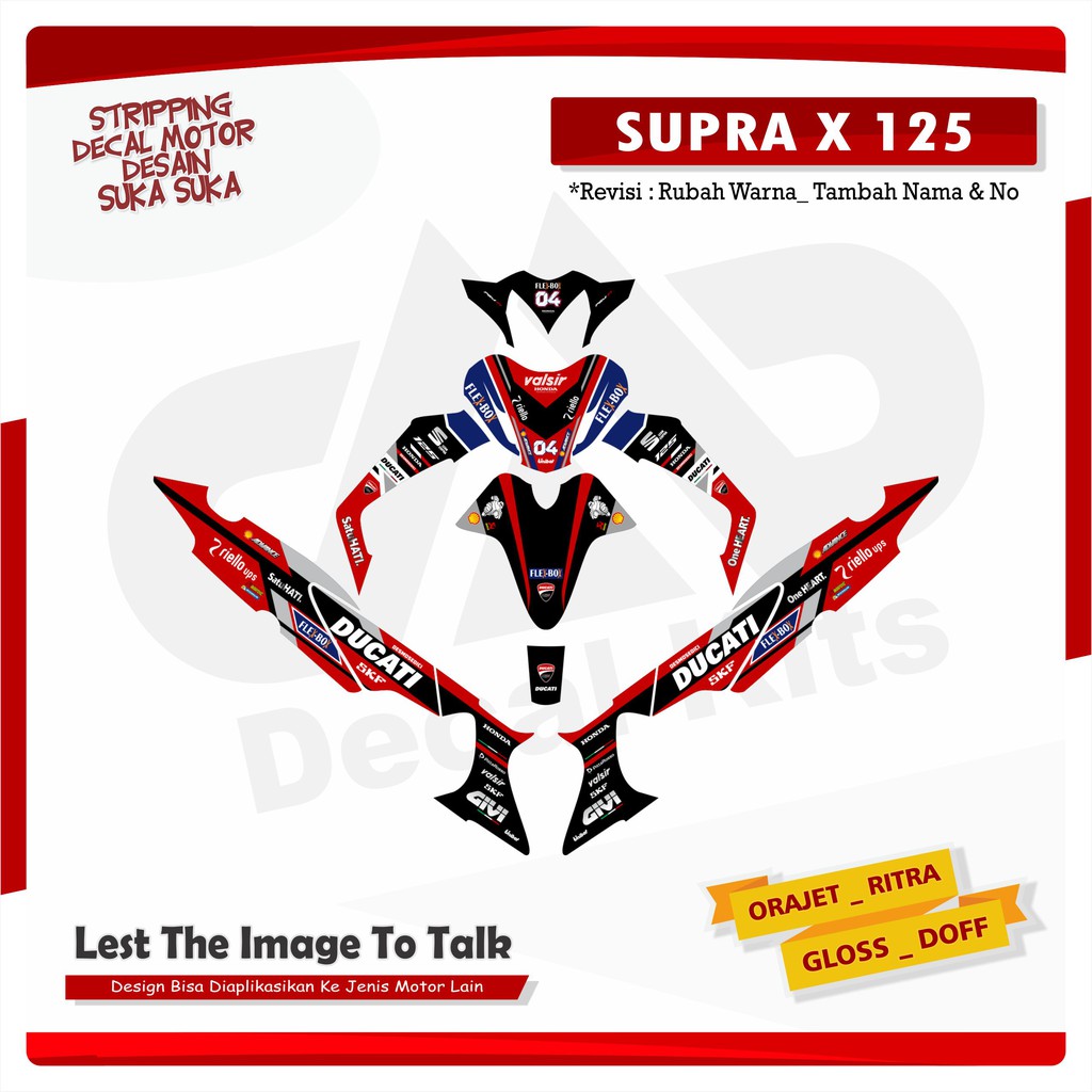 STIKER VARIASI MOTOR SUPRA X 125 FULL BODY DUCATI