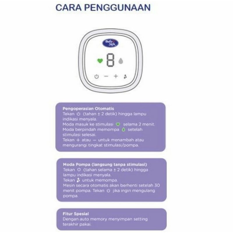 Baby Safe Electric Double Breast Pump(BPE02)/Pompa ASI Elektrik Double