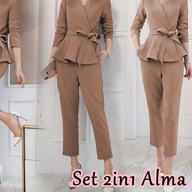 WSW - Baju set Baju Kerja Wanita Kantor Setelan 2in1 ALMA