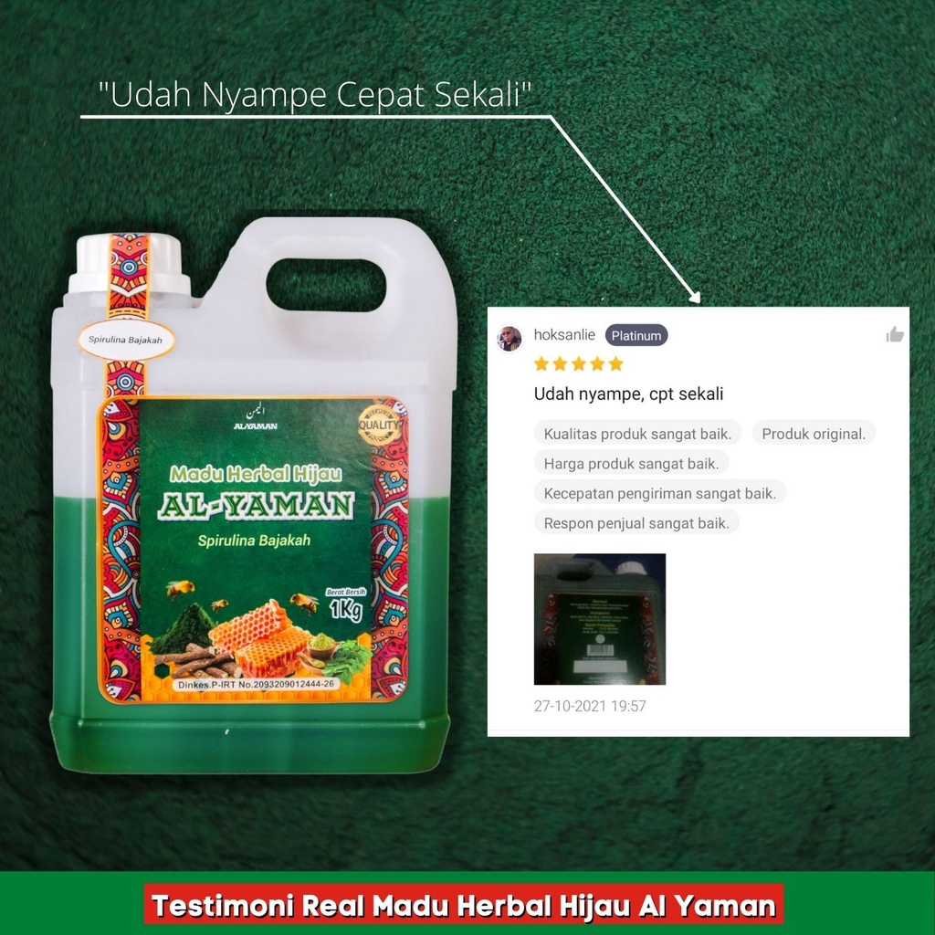 Al Yaman-Madu Herbal Hijau  green honey Spirulina Bajakah Untuk Penyakit Maag asam lambung dan gred kronis