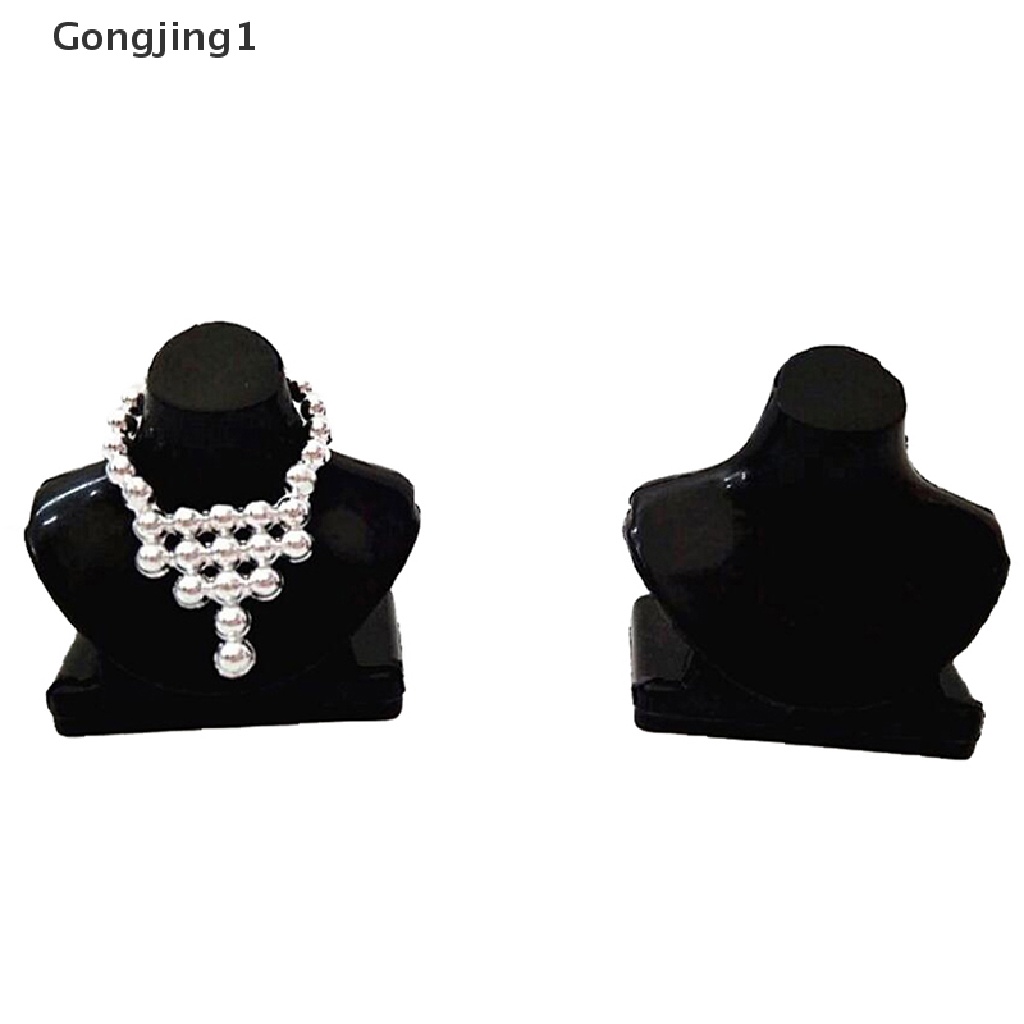 Gongjing1 1Pc Mainan Stand Holder Perhiasan Kalung Mini Warna Hitam Untuk Aksesoris Rumah Boneka