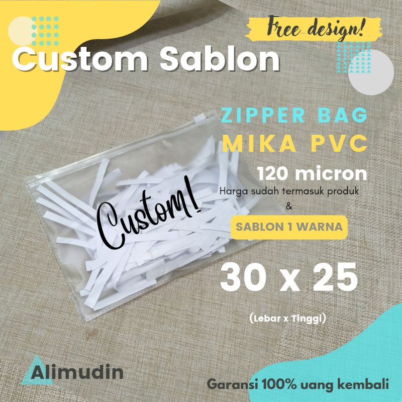 Zipper Bag Mika PVC 30 x 25 120 Mic Custom Sablon | Ziplock | Pouch