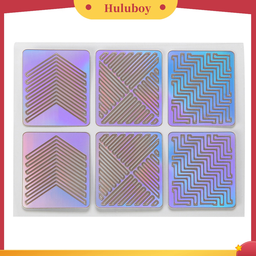 Huluboy Huluboy♡ 12 Lembar Cetakan Stempel Kuku Motif Garis Gelombang Hollow Untuk Manicure