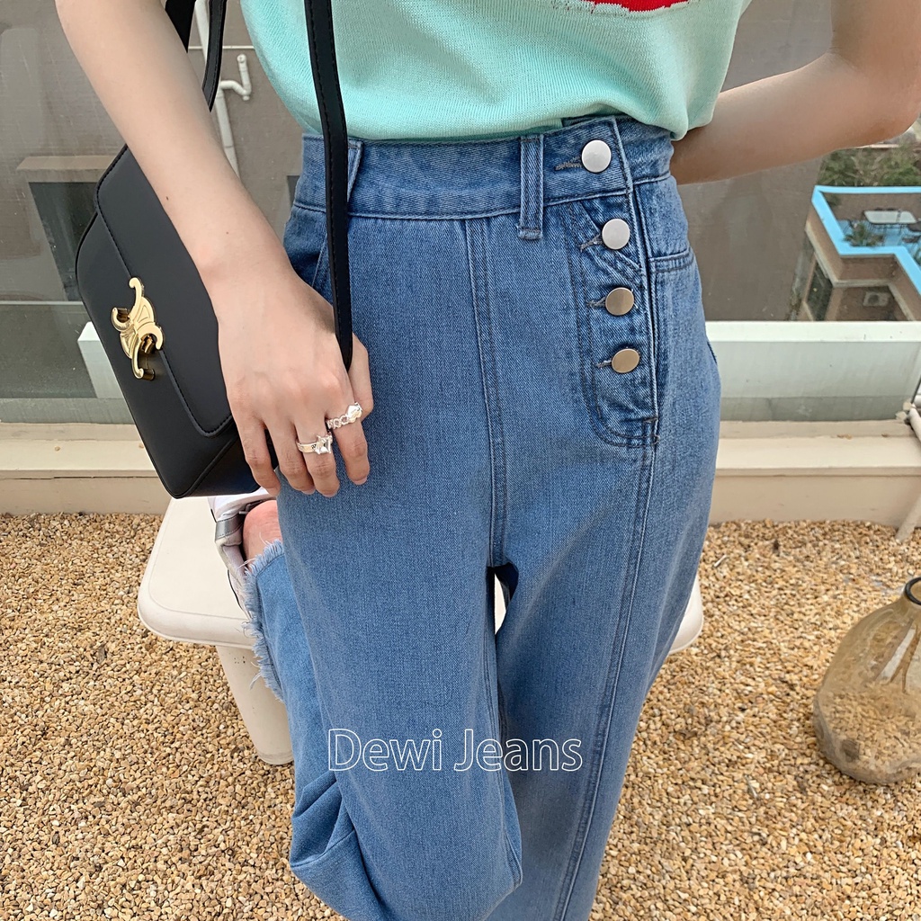 BISA COD J28 Celana Panjang HW Kulot Jeans Boyfriend Jeans Korea Jeans Lurus Celana  Mengepel celana Jeans Impor