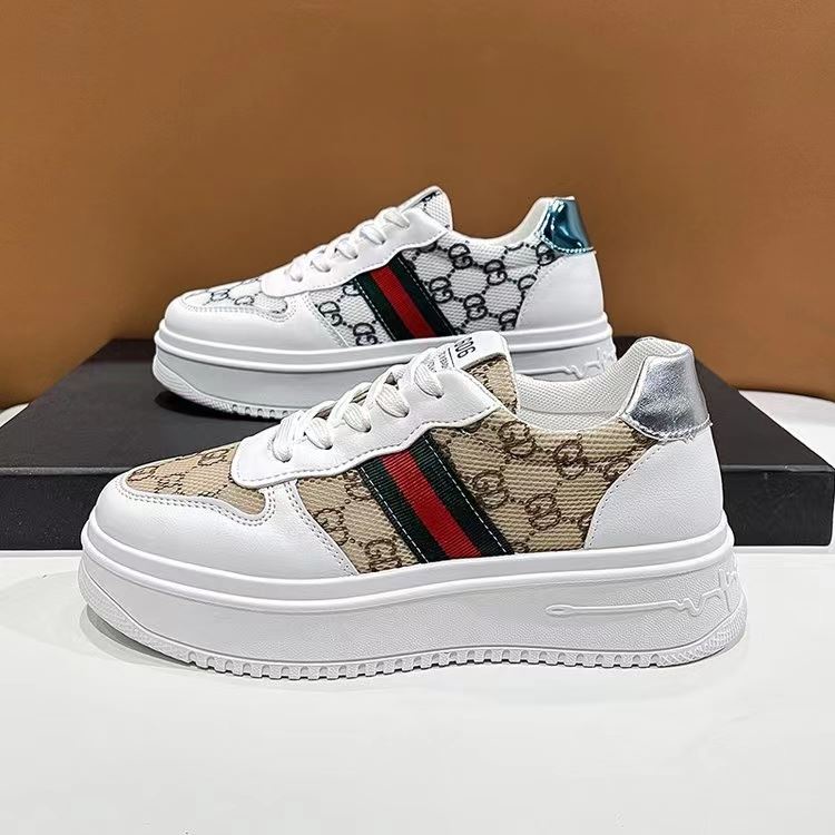 BJS0253 - BLACK/BROWN - MOTIF GD Sepatu Sneakers Jalan Comfy Wanita Cantik Import SEPATU WANITA SNEAKERS TINGGI TALI FLAT FASHION IMPORT TERMURAH TERLARIS TERBARU BAGSTORE JAKARTA JSS0253