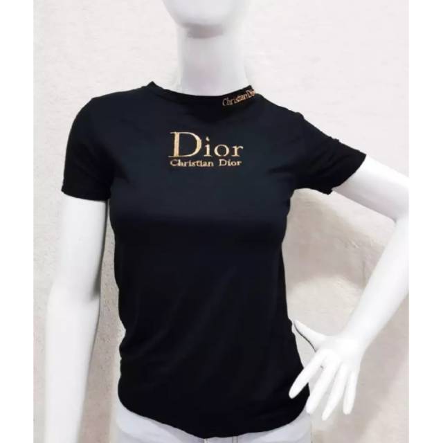Kaos Halterneck Dior / Spandek Rayon Import Tebal Bordir / Kaos Murah