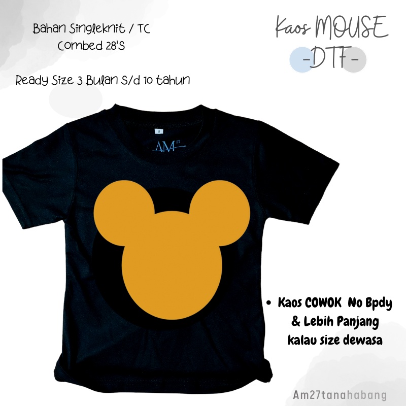 BAJU KAOS ANAK CEWEK COWOK 3-12 Tahun - Remaja - Dewasa MOUSE-DTF