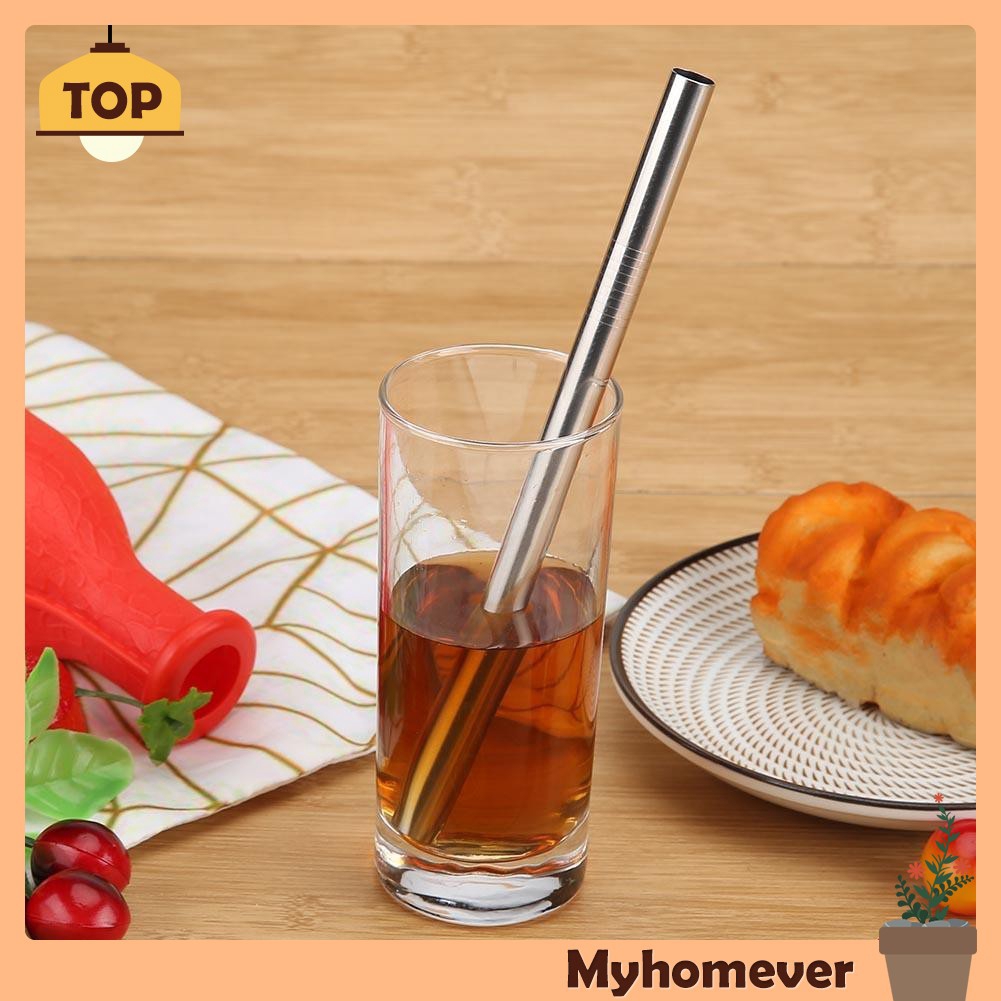 Reusable Stainless Steel Screw Thread Drinking Straw with Cleaner Brush